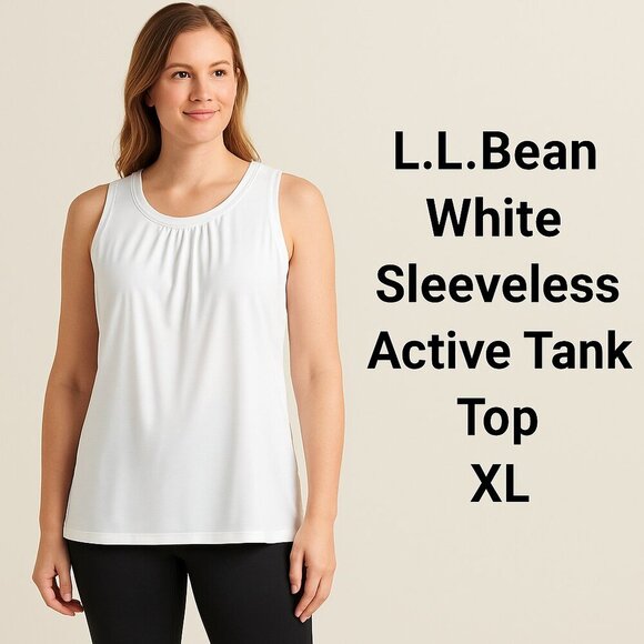 L.L. Bean White Sleeveless Active Tank Top XL - Picture 1 of 4